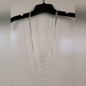 Express Silver Layered Long Necklace